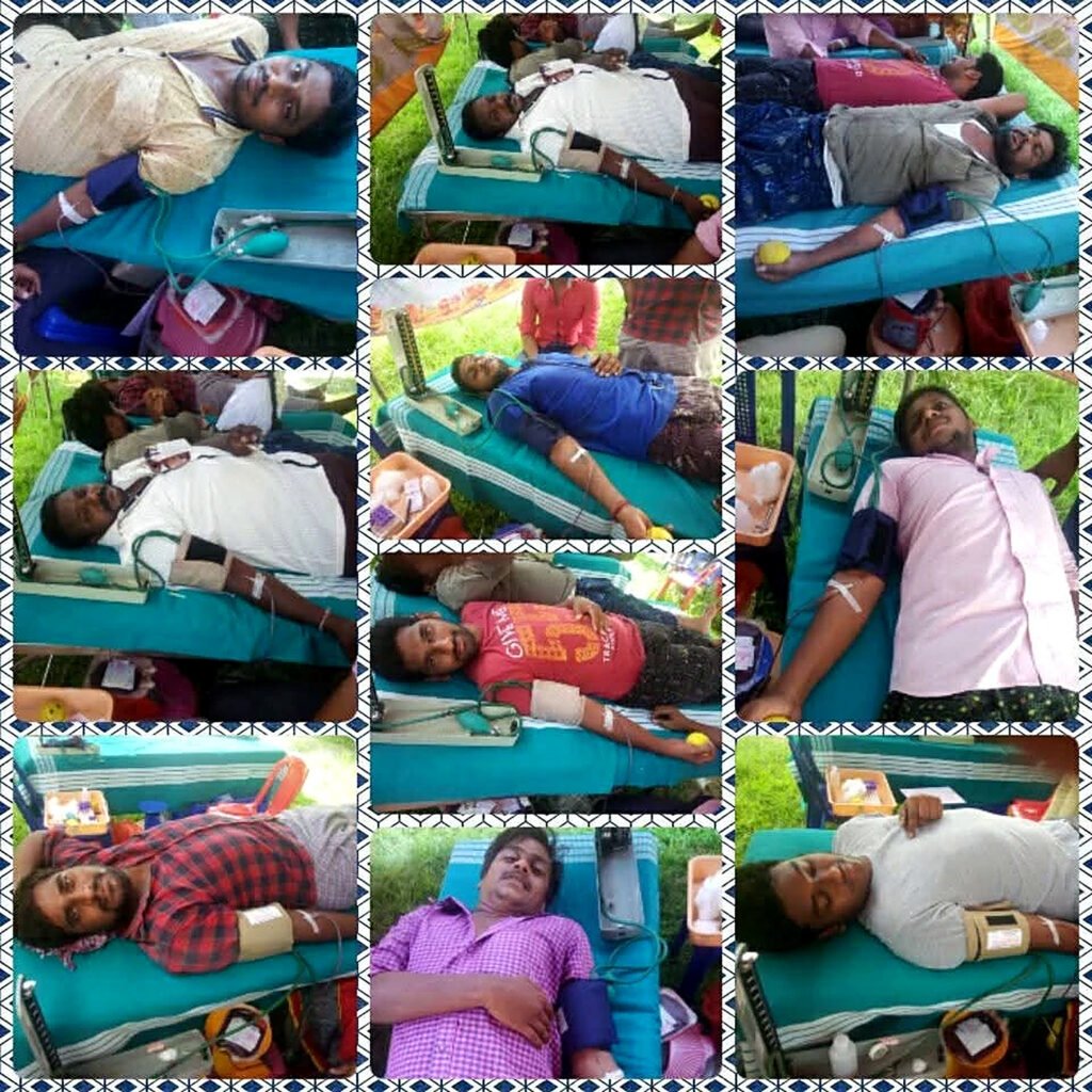 Voluntary blood donors at a Life Line Foundation blood donation camp