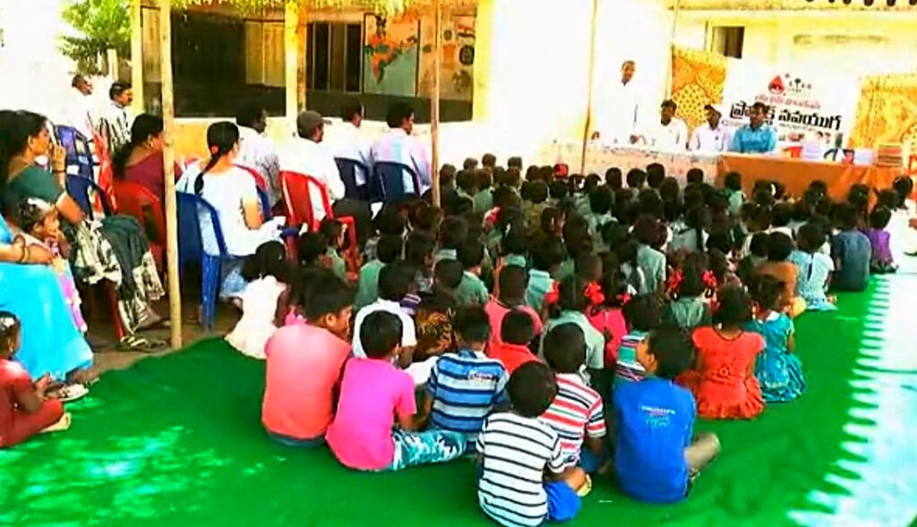 Children gathered at a Life Line Foundation education drive